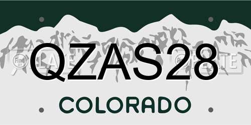 QZAS28 Colorado License Plate