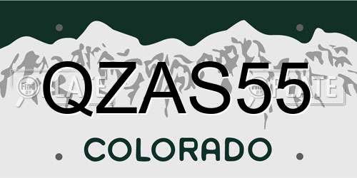 QZAS55 Colorado License Plate
