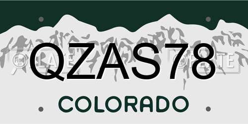 QZAS78 Colorado License Plate