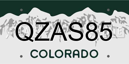 QZAS85 Colorado License Plate