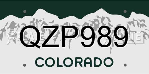 QZP989 Colorado License Plate