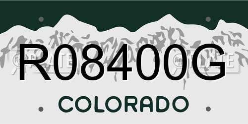 R08400G Colorado License Plate