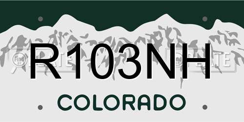 R103NH Colorado License Plate