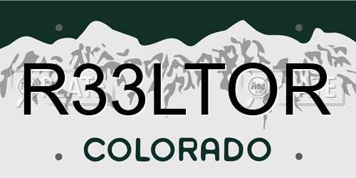 R33LTOR Colorado License Plate