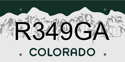 R349GA Colorado License Plate