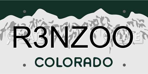 R3NZOO Colorado License Plate