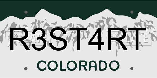 R3ST4RT Colorado License Plate