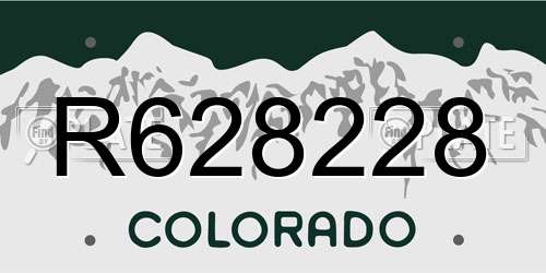 R628228 Colorado License Plate