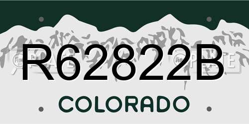 R62822B Colorado License Plate