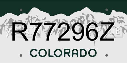 R77296Z Colorado License Plate