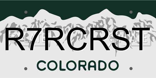 R7RCRST Colorado License Plate