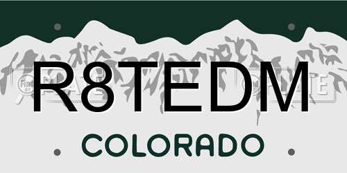 R8TEDM Colorado License Plate