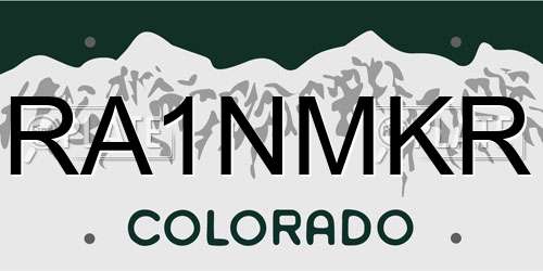 RA1NMKR Colorado License Plate