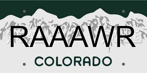 RAAAWR Colorado License Plate