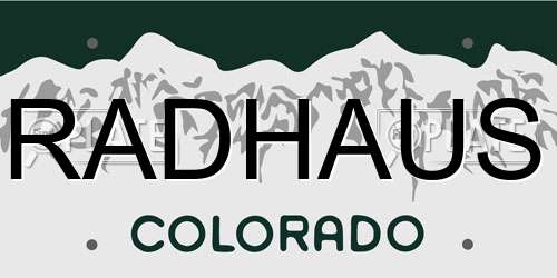 RADHAUS Colorado License Plate