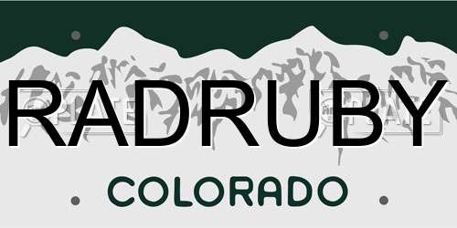 RADRUBY Colorado License Plate
