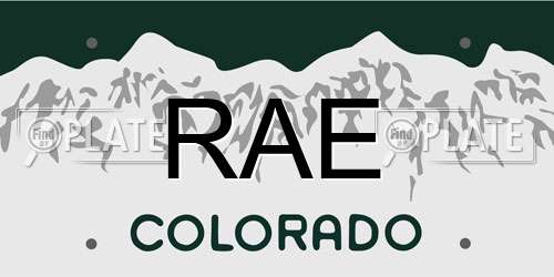 RAE Colorado License Plate