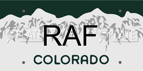 RAF Colorado License Plate