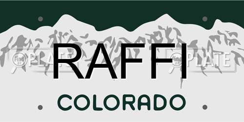 RAFFI Colorado License Plate