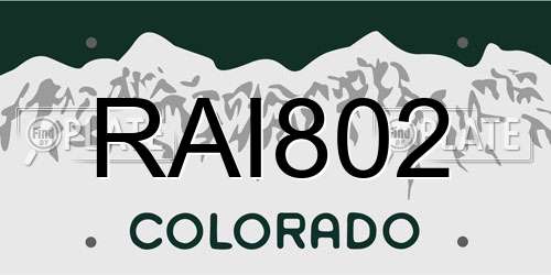 RAI802 Colorado License Plate