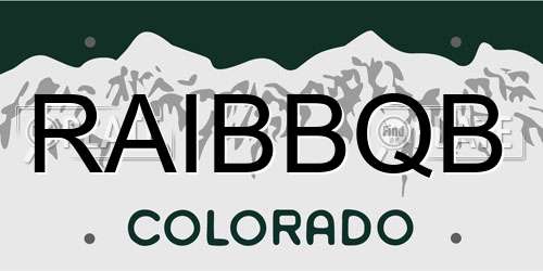 RAIBBQB Colorado License Plate