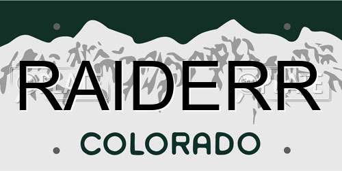 RAIDERR Colorado License Plate