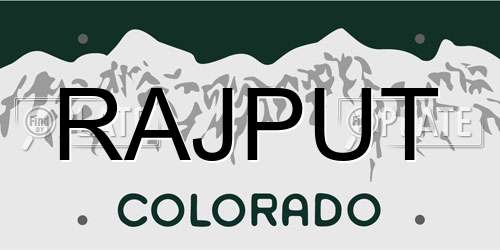 RAJPUT Colorado License Plate