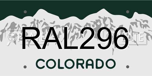 RAL296 Colorado License Plate