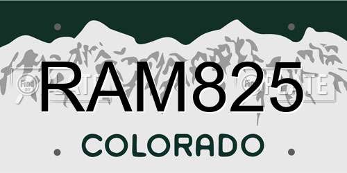 RAM825 Colorado License Plate