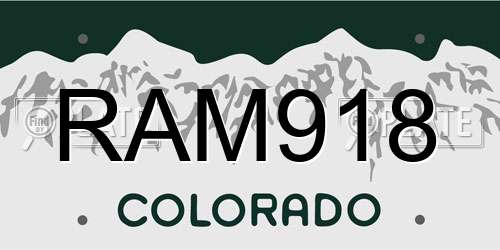 RAM918 Colorado License Plate