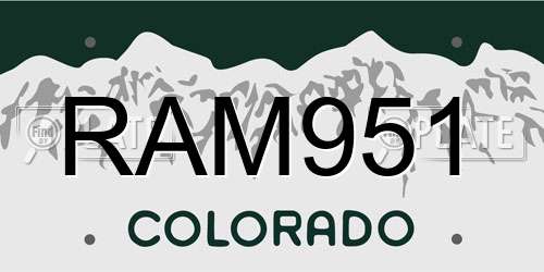 RAM951 Colorado License Plate