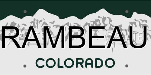 RAMBEAU Colorado License Plate