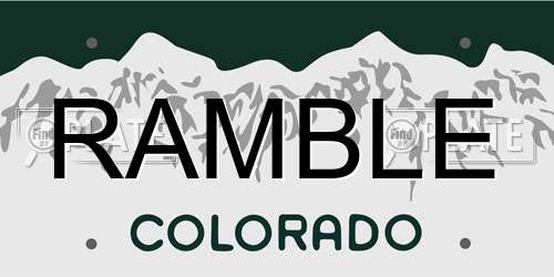 RAMBLE Colorado License Plate