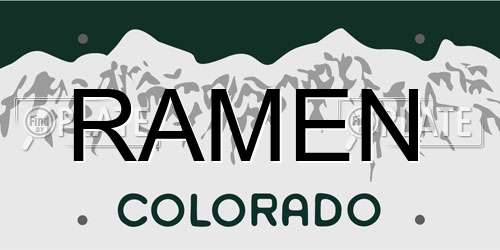 RAMEN Colorado License Plate