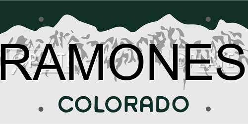 RAMONES Colorado License Plate