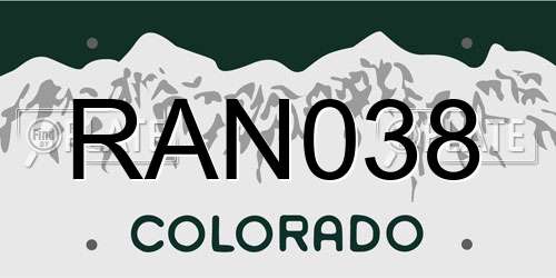 RAN038 Colorado License Plate