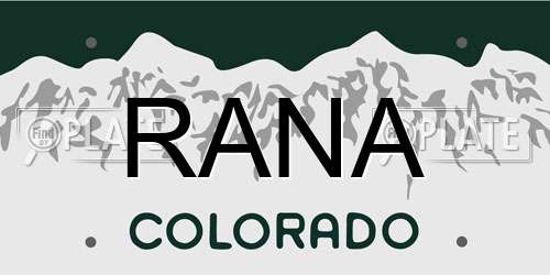 RANA Colorado License Plate