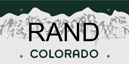 RAND Colorado License Plate