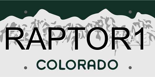 RAPTOR1 Colorado License Plate