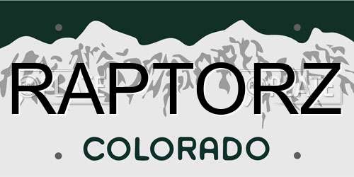 RAPTORZ Colorado License Plate