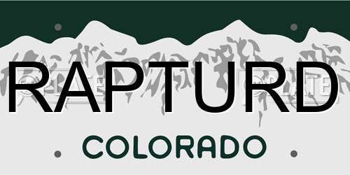 RAPTURD Colorado License Plate