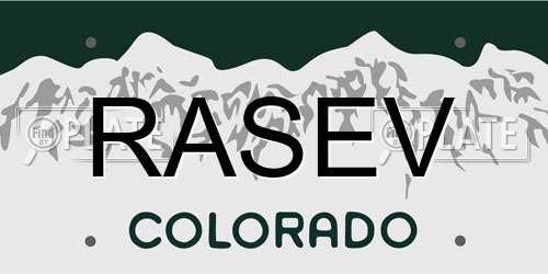 RASEV Colorado License Plate