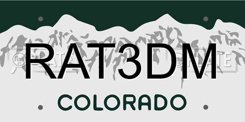 RAT3DM Colorado License Plate