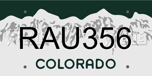 RAU356 Colorado License Plate