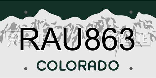 RAU863 Colorado License Plate