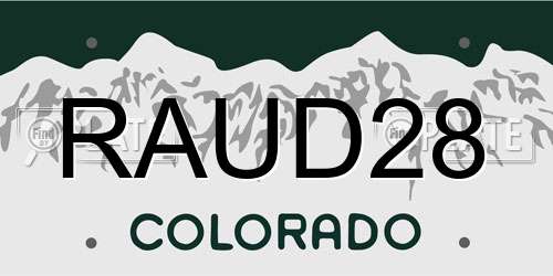 RAUD28 Colorado License Plate