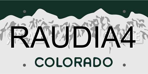 RAUDIA4 Colorado License Plate