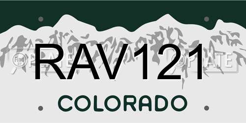 RAV121 Colorado License Plate