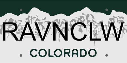 RAVNCLW Colorado License Plate