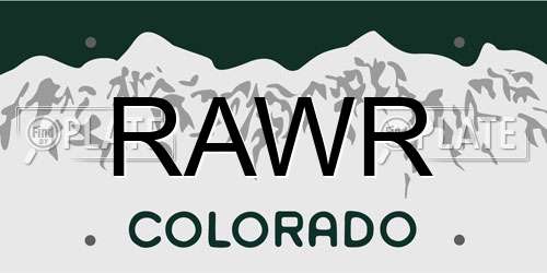 RAWR Colorado License Plate